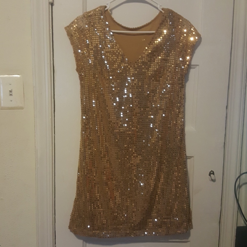 GOLD SEQUIN DISCO DRESS